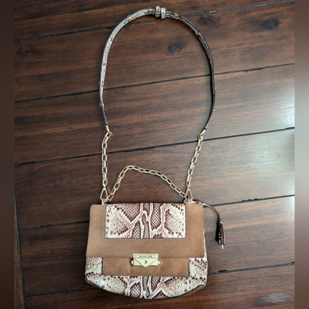 Michael Kors Cece Snakeskin Print Medium Shoulder Bag - Picture 2 of 13
